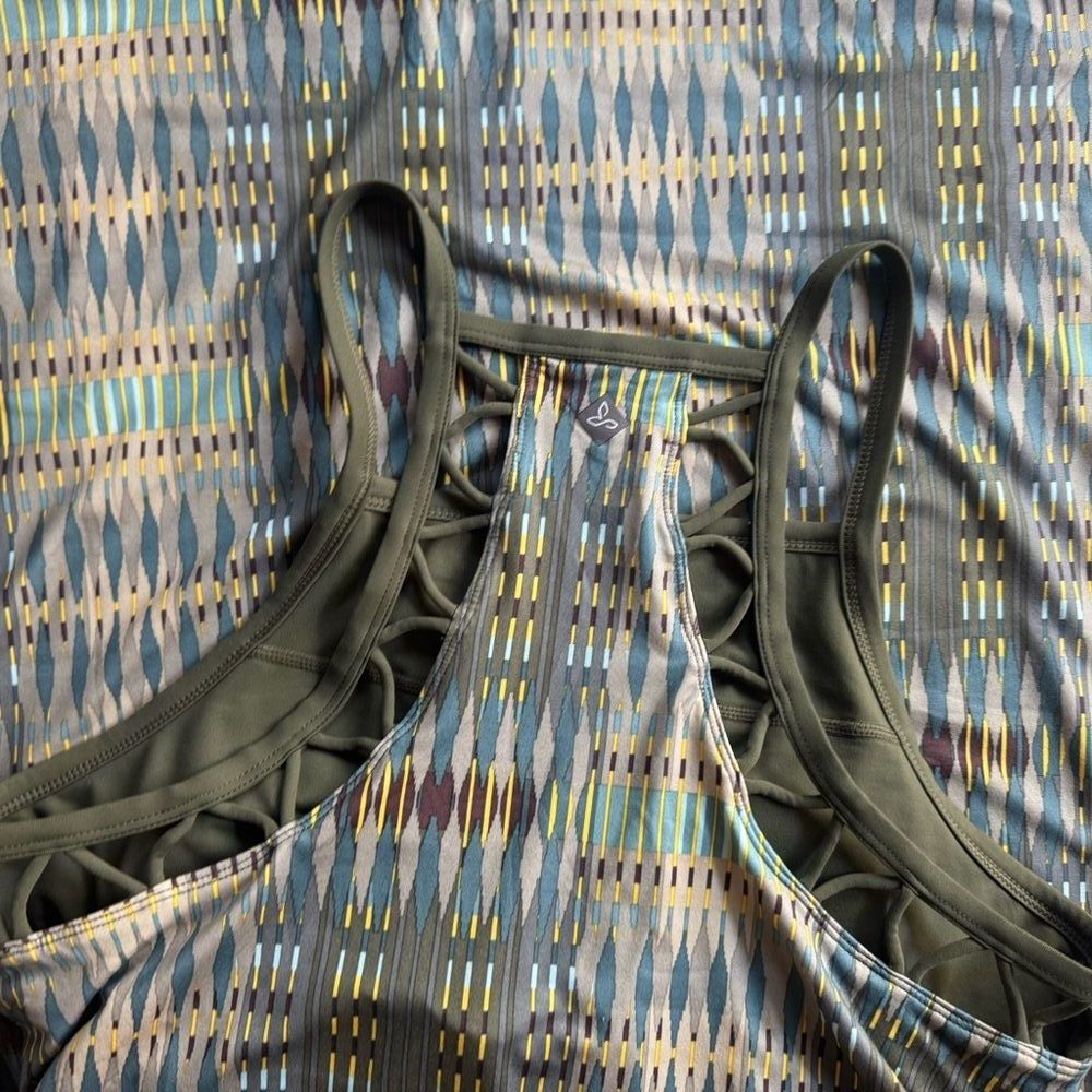 Prana Ardor Elastic Sports Dress Build in Bra Sz M Olive Green Athleisure Comfy - Picture 13 of 15